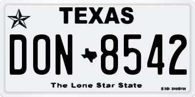 TX license plate DON8542