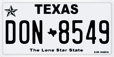 TX license plate DON8549