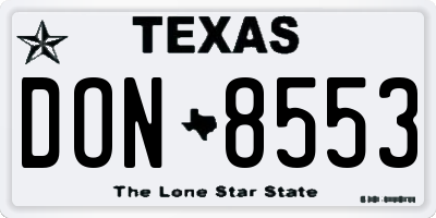 TX license plate DON8553