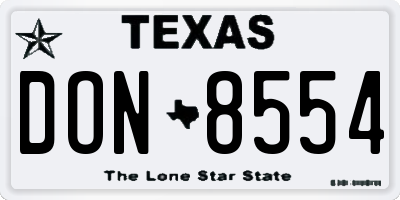 TX license plate DON8554