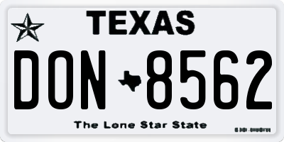 TX license plate DON8562