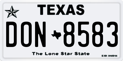 TX license plate DON8583
