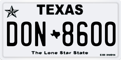 TX license plate DON8600