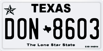 TX license plate DON8603