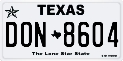 TX license plate DON8604