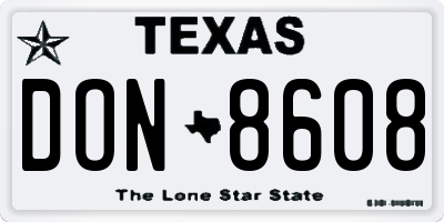 TX license plate DON8608
