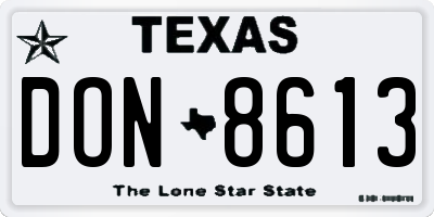 TX license plate DON8613