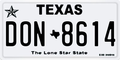 TX license plate DON8614