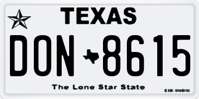 TX license plate DON8615