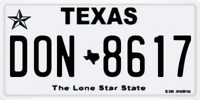 TX license plate DON8617