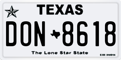 TX license plate DON8618