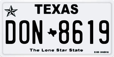 TX license plate DON8619