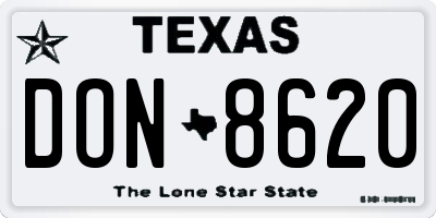 TX license plate DON8620