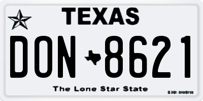 TX license plate DON8621