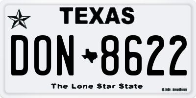 TX license plate DON8622