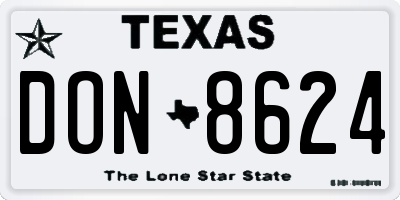 TX license plate DON8624