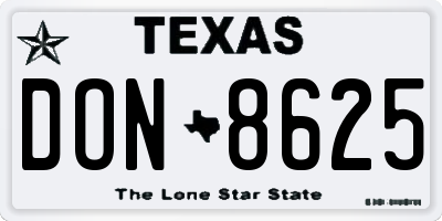 TX license plate DON8625