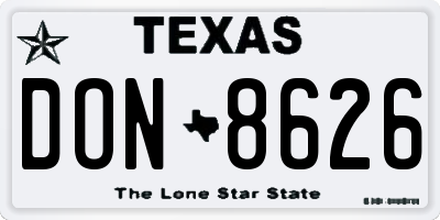 TX license plate DON8626