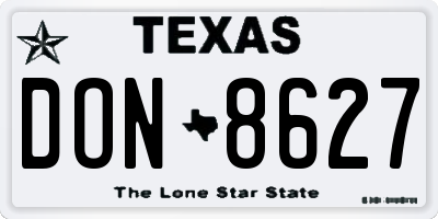 TX license plate DON8627