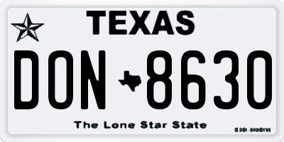 TX license plate DON8630