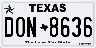 TX license plate DON8636