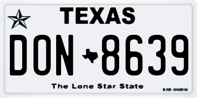 TX license plate DON8639