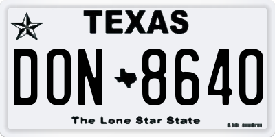 TX license plate DON8640