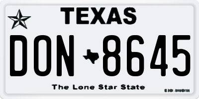 TX license plate DON8645