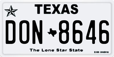 TX license plate DON8646