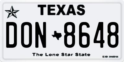 TX license plate DON8648