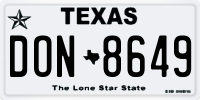 TX license plate DON8649