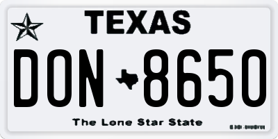 TX license plate DON8650