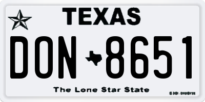 TX license plate DON8651