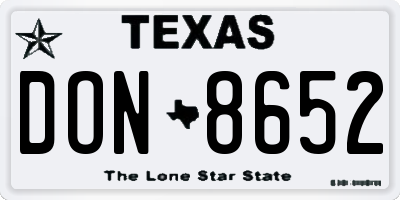 TX license plate DON8652
