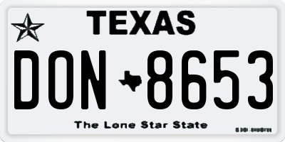 TX license plate DON8653