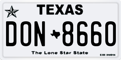 TX license plate DON8660