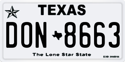 TX license plate DON8663