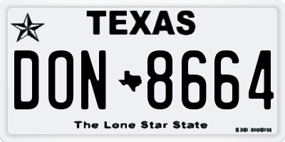 TX license plate DON8664