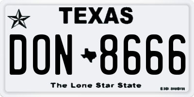 TX license plate DON8666