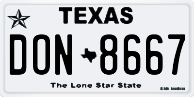 TX license plate DON8667