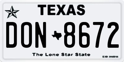 TX license plate DON8672