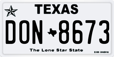 TX license plate DON8673