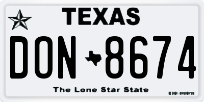 TX license plate DON8674
