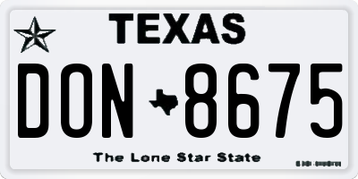 TX license plate DON8675