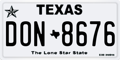 TX license plate DON8676