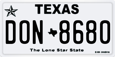 TX license plate DON8680