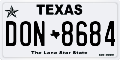 TX license plate DON8684
