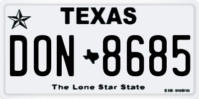 TX license plate DON8685