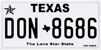 TX license plate DON8686