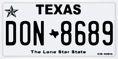 TX license plate DON8689